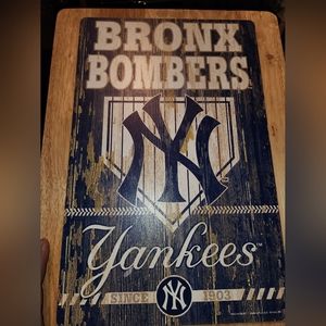 NEW YORK YANKEES BRONX BOBMERS DISTRESSED WOOD SIGN REPRESENT 17x11